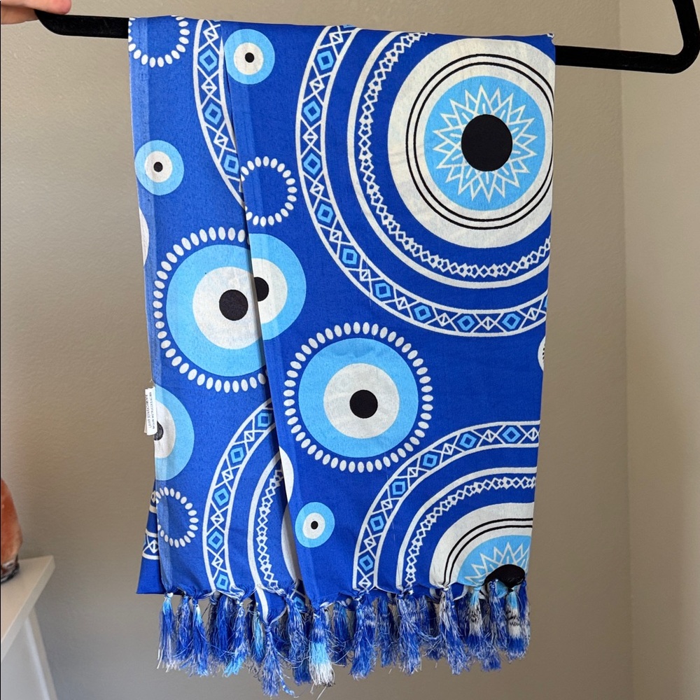 Blue Evil Eye Patterned Silky Accent Scarf🧿